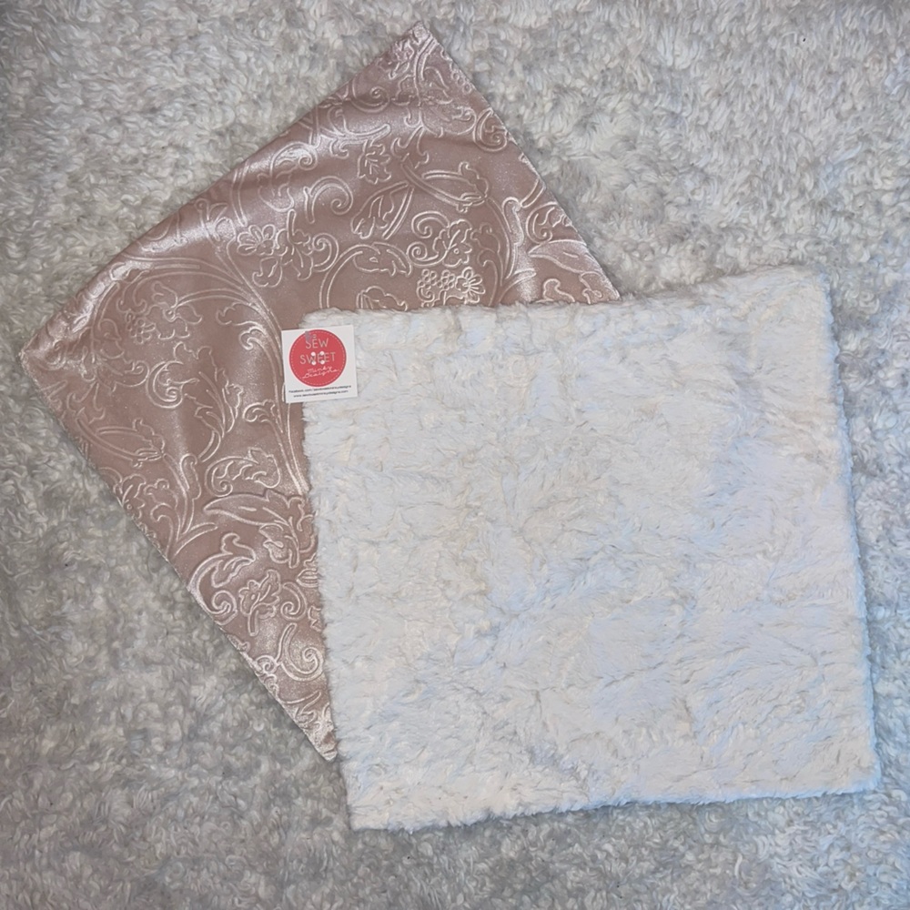 Sew Sweet Minky Pillow Case + Blush Silky Soft Embossed Pillow Cover 18x19